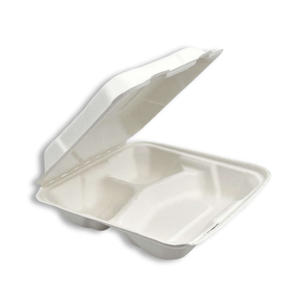 #83 | Sugarcane Square Clamshell Food Container | 8x8x2.5