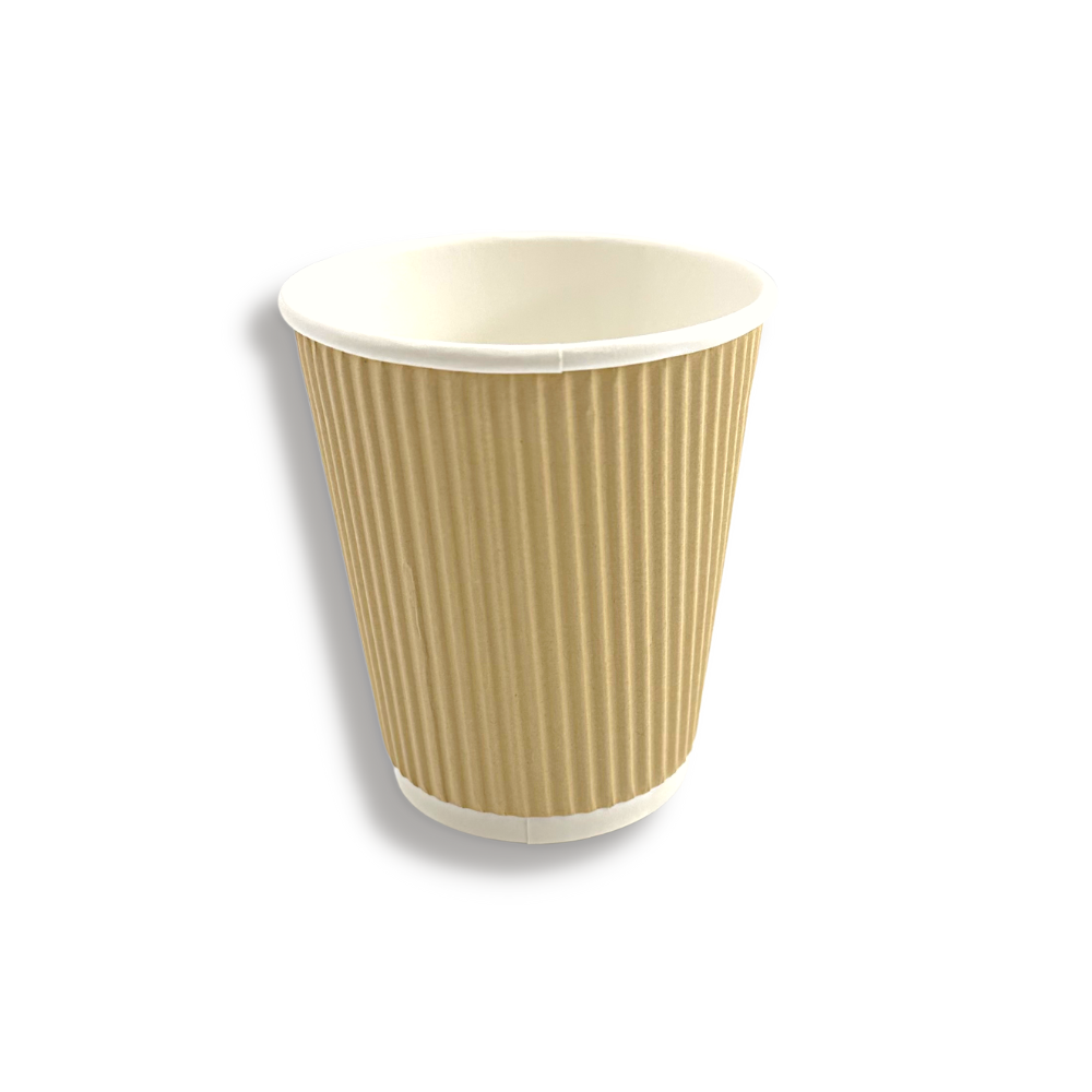 Choice 8 oz. Squat Double Wall Ripple Kraft Paper Hot Cup - 500/Case