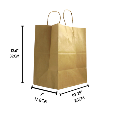 JH-10712 | 100% Recycled Paper Kraft Bag W/ Twisted Handle | 10.25x7x12.6" - 200 Pcs
