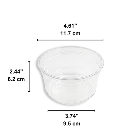 HD 12oz PET Clear Round Salad Container Dessert Cup | 117mm Top - 500 Pcs