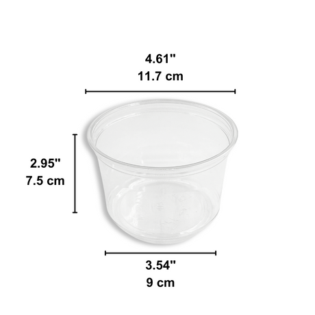HD 16oz PET Clear Round Salad Container Dessert Cup | 117mm Top - Size