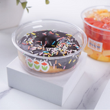 HD 8oz PET Clear Round Salad Container Dessert Cup | 117mm Top - With Donut