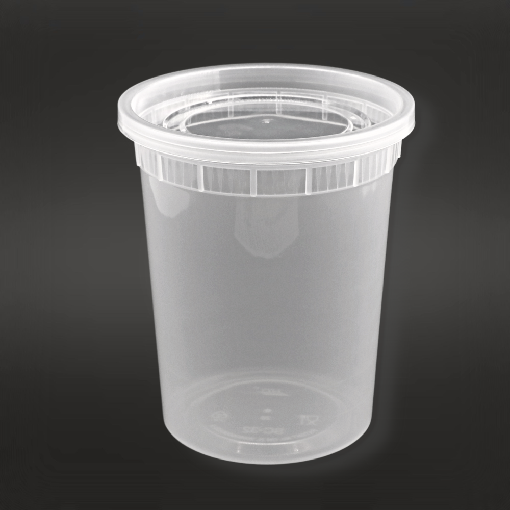 Choice 32 oz. Microwavable Clear Round Deli Container and Lid Combo Pack -  250/Case