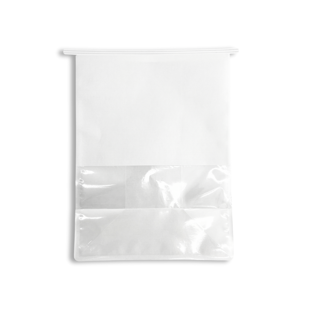 White Bread Paper Bakery Bag W/ Front Window & Tin Tie Tab Lock | 8.66x5.5x11.42" - front