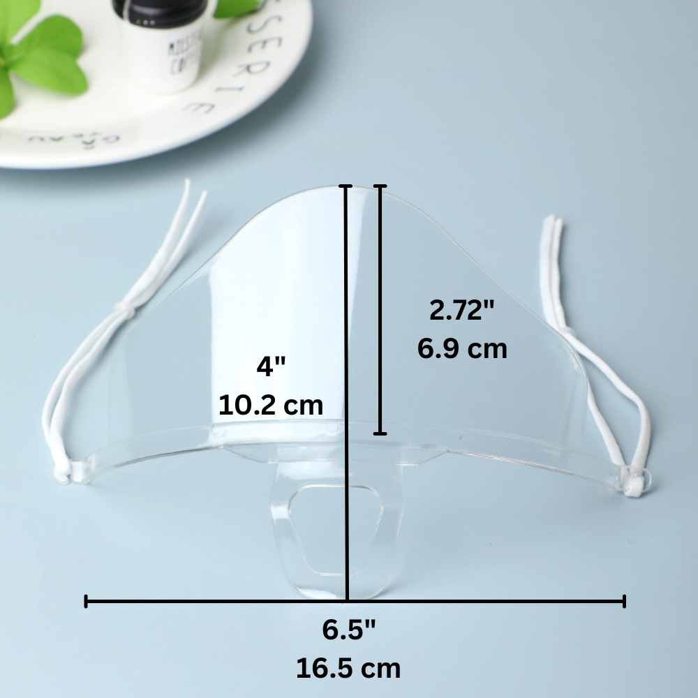 X-1 Reusable Plastic Clear Mask | Anti-Fog Face Shield - size