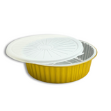Y250-2500 | 84oz Golden 2X Thicker Round Aluminum Foil Container W/ PP Lid - open