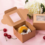 Kraft Cake Paper Box Pastry Box W/ Window | 4x4x2.5" - 100 Pcs