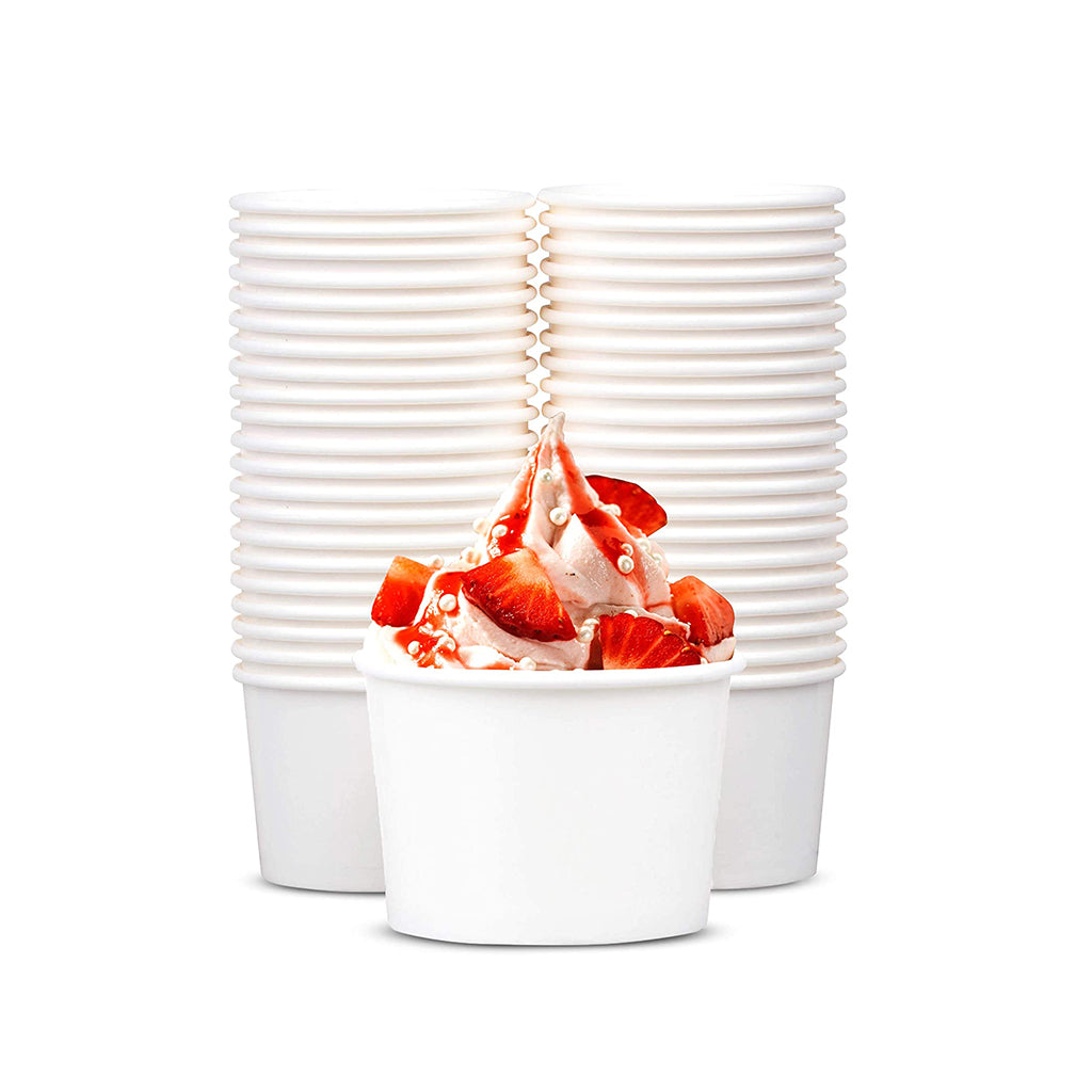 Disposable White Paper Soup Containers With Lids, Perfect For Hot