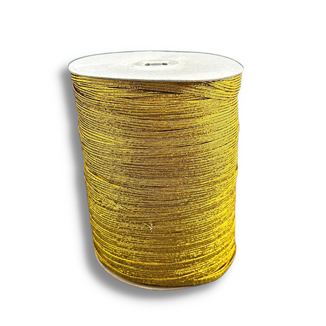 0.2" Golden Metallic Narrow Flat Elastic Rubber Band | 500 Yards - 1 Roll