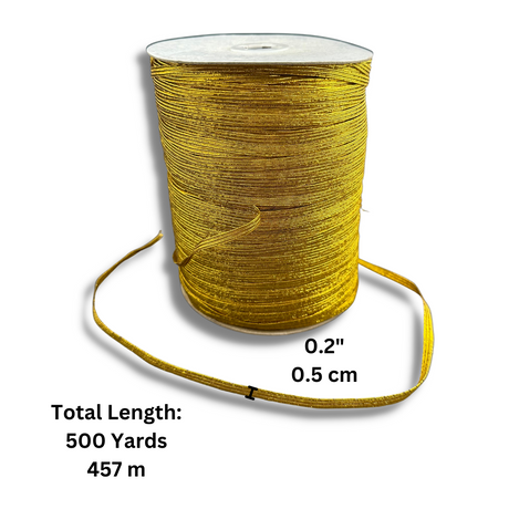 0.2" Golden Metallic Narrow Flat Elastic Rubber Band | 500 Yards - size