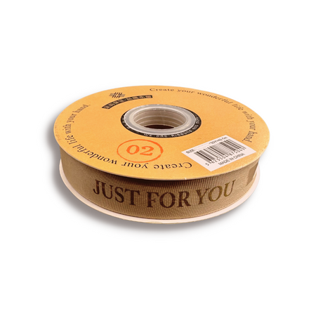 0.98" Just For You Mike Coffee Color Fabric Ribbon | 55 Yards - 1 Roll-top