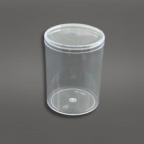 #012 | 9oz Cylindrical Hard Clear Plastic Cake Container W/ Lid | 2.75x3.75" - 250 Sets