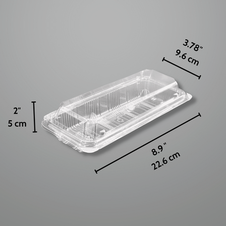 #02 SSC-6B | Clear PET Rectangular Hinged Sushi Container | 8.9x3.78x2" - outer size