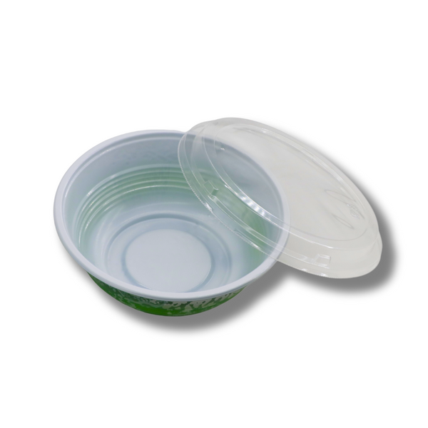 #1000 | 34oz Microwaveable Green Donburi Bowl W/ PET Lid - 300 Sets - HD Bio Packaging