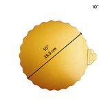 10 Golden Round Cake Paper Pad W Handle - Size