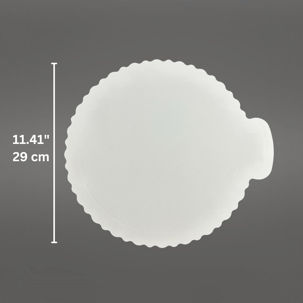 10" White Round Cake Paper Pad W/ Handle - 100 Pcs-size