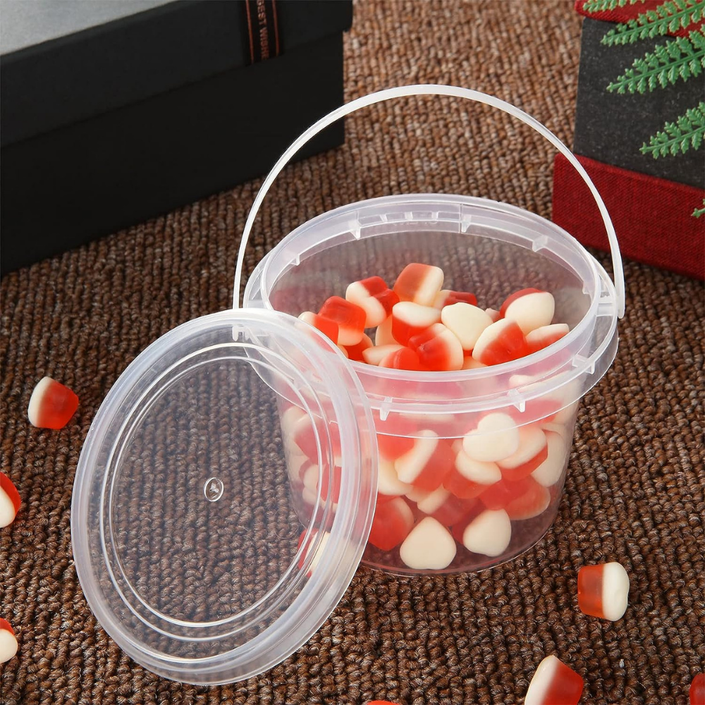 10oz Reusable Clear Plastic Bucket W/ Lid & Handle - 200 Sets – HD Bio ...