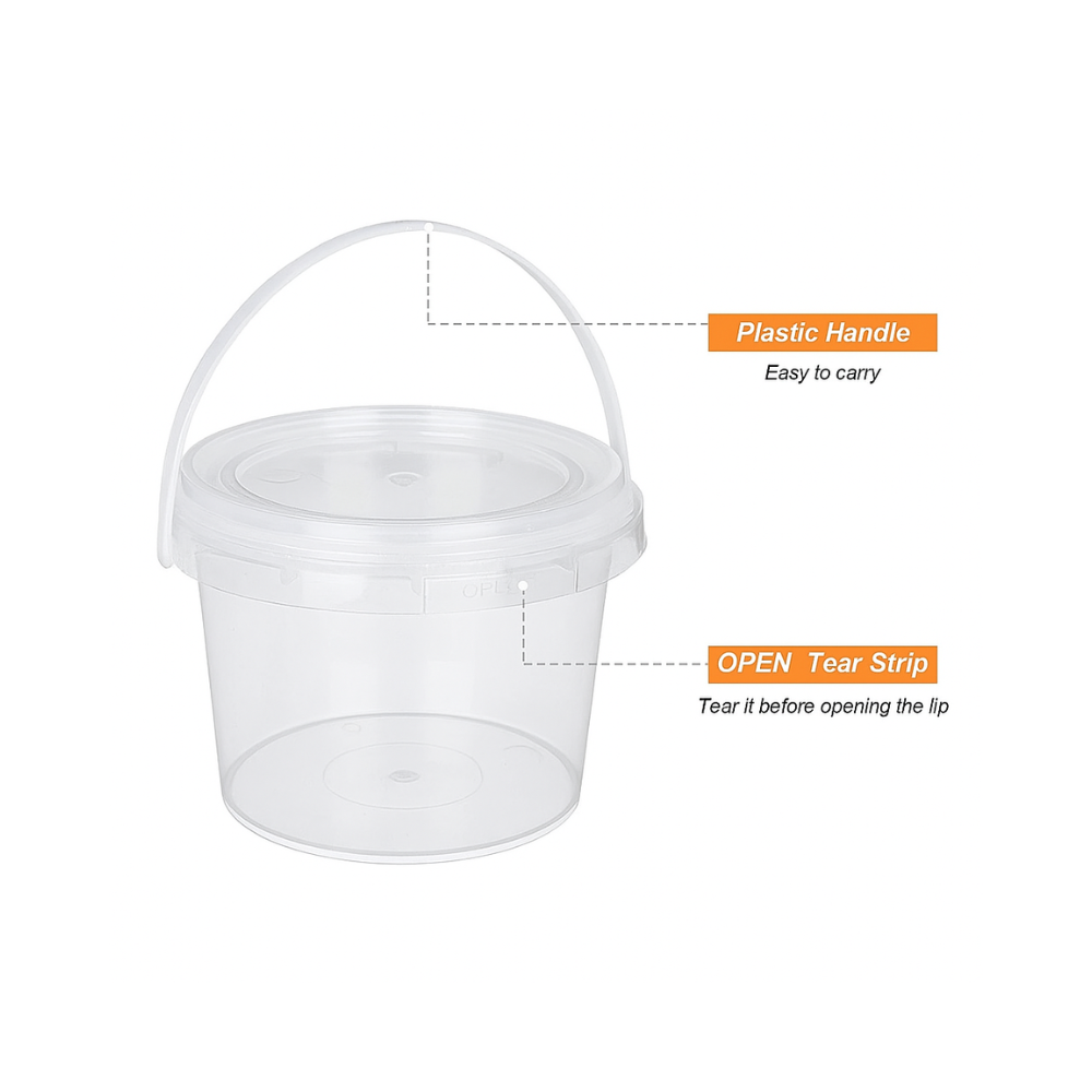 10oz Reusable Clear Plastic Bucket W Lid Handle 200 Sets HD