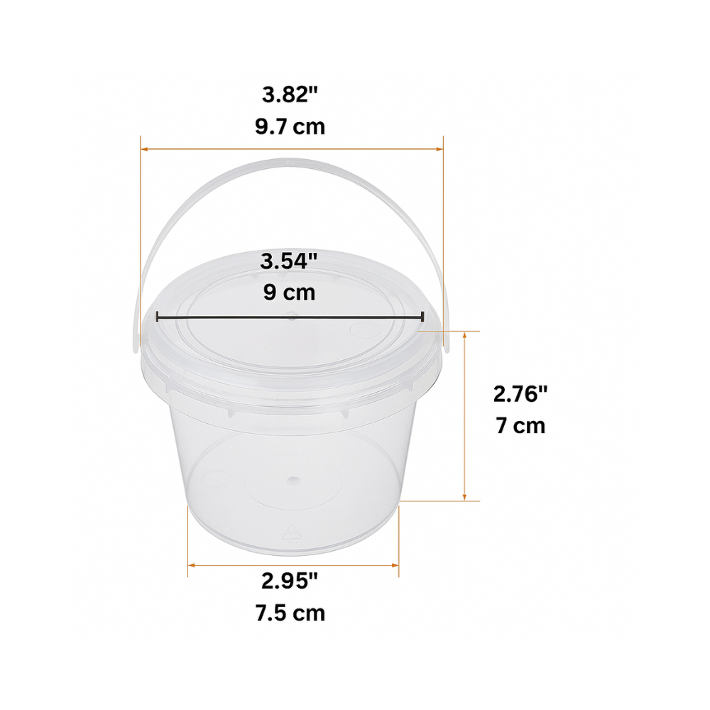 10oz Reusable Clear Plastic Bucket W/ Lid & Handle - 200 Sets – HD Bio ...