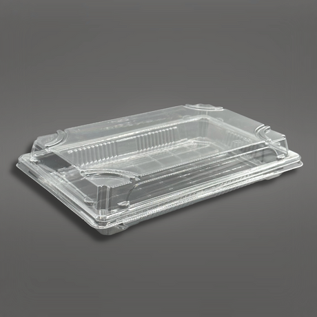 #1109 PET | Clear Sushi Tray W/ Lid | 8.46" x 4.92" x 1.97" - 400 Sets-diagonal