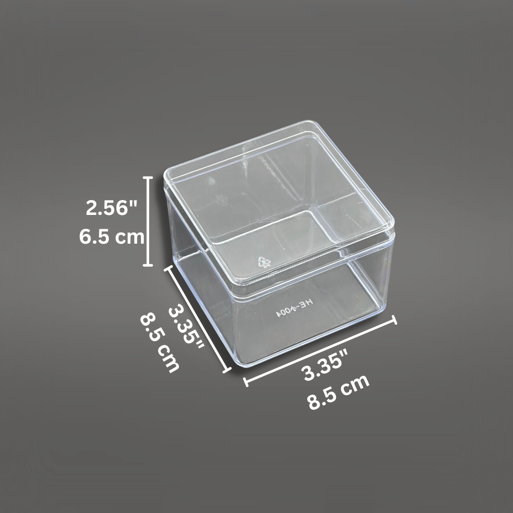 11oz Square Clear Cake Container W/ Lid | 3.35x3.35x2.56" - size