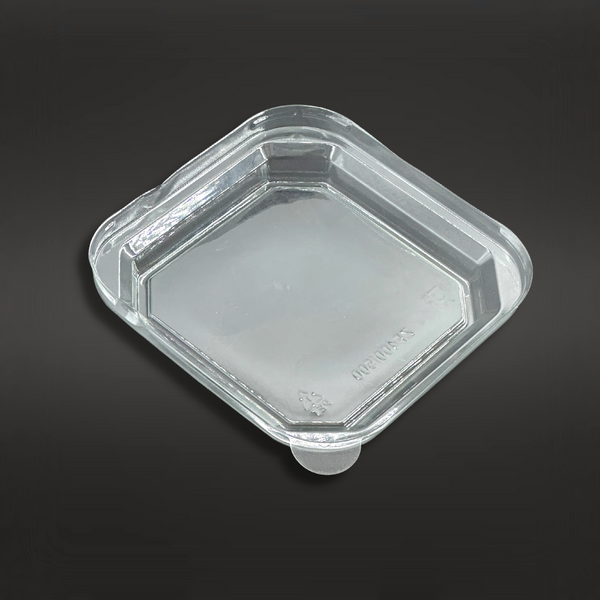 124x124mm Clear Square PET Lid | Fit 400S/500S Kraft Paper Container (Lid Only) - bottom