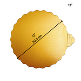 12 Golden Round Cake Paper Pad W Handle - Size