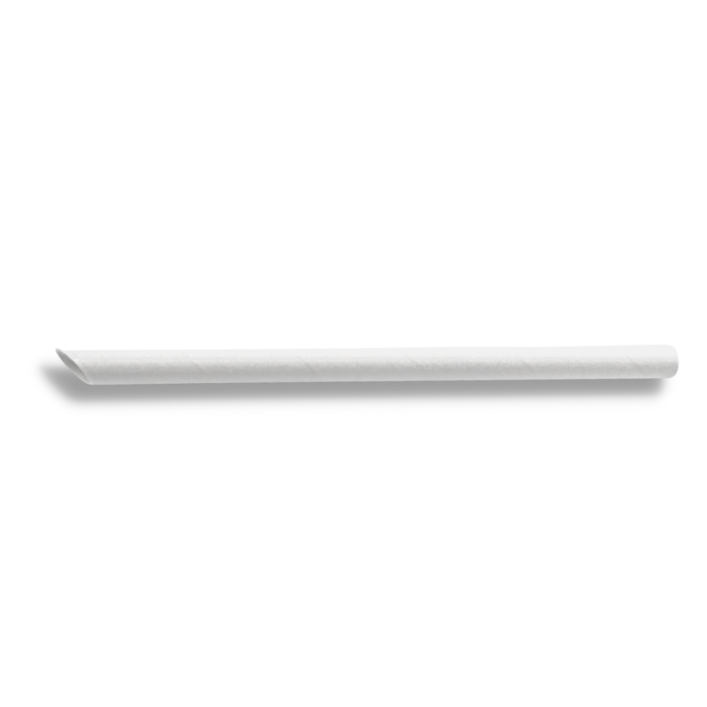12x210mm Eco-friendly Diagonal Cut White Paper Straw (Individually Wrapped) -  2000 Pcs-front