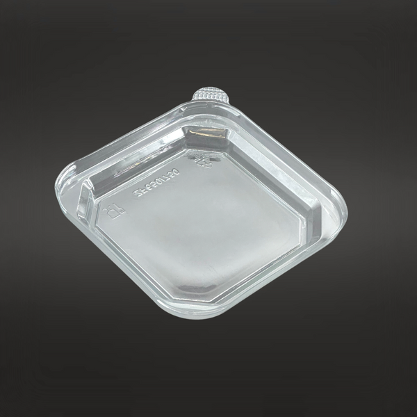 134x134mm Clear Square PET Lid | Fit 650S/750S Kraft Paper Container (Lid Only) - bottom