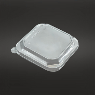134x134mm Clear Square PET Lid | Fit 650S/750S Kraft Paper Container (Lid Only) 