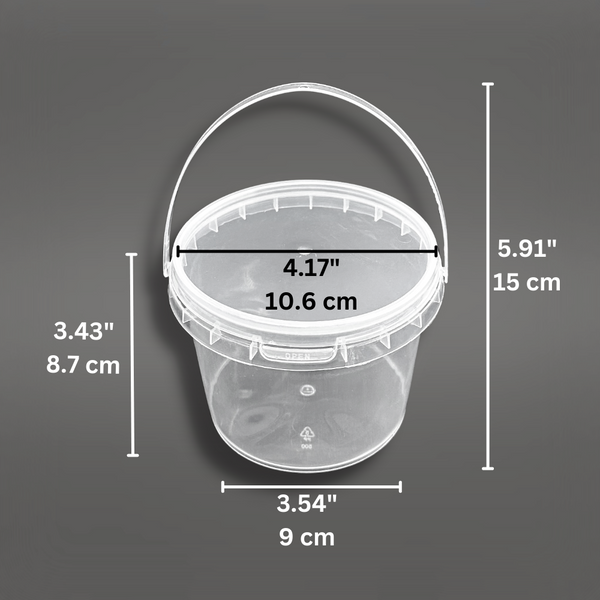 16oz Clear Plastic Bucket W/ Lid & Handle - Size