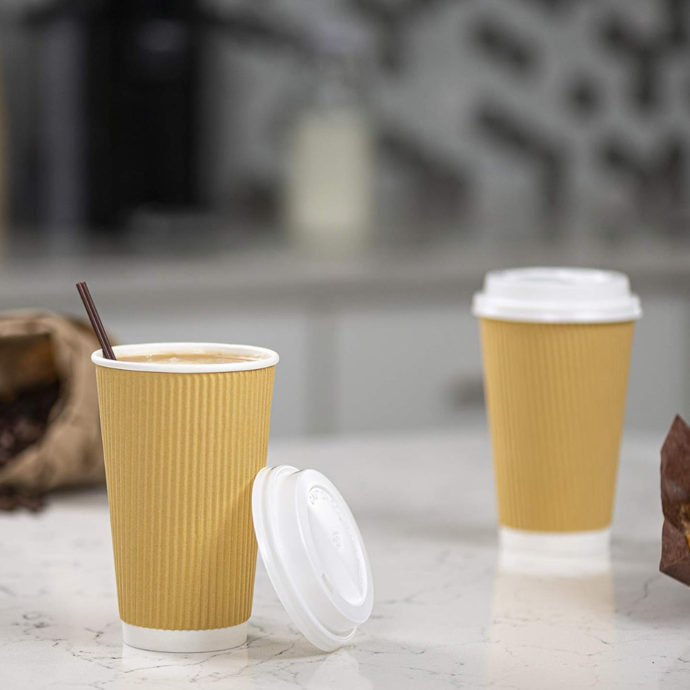 HD 16oz Ripple Wall Kraft Paper Cup 90mm Top | Hot Drink Cup - 500 Pcs ...