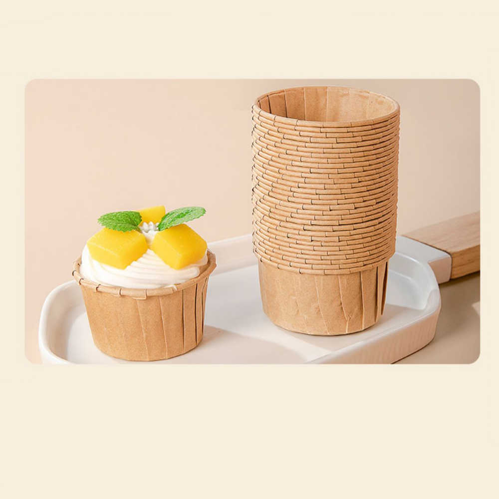 2.56" Kraft Baking Paper Cup | Muffin Cupcake Liner - with food
