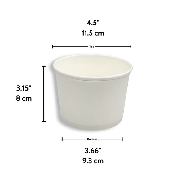 #20D | 20oz Eco-friendly White Paper Soup Cup (Base Only) - size