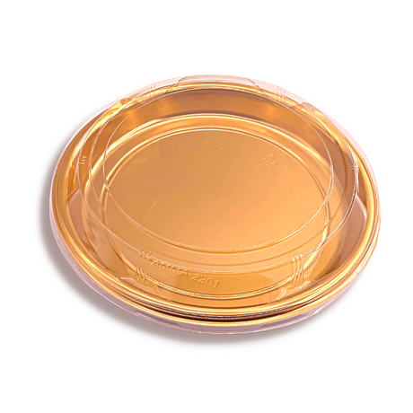 #2201 PET | 10" Golden Round Sushi Tray W/ Lid - 200 Sets-Front