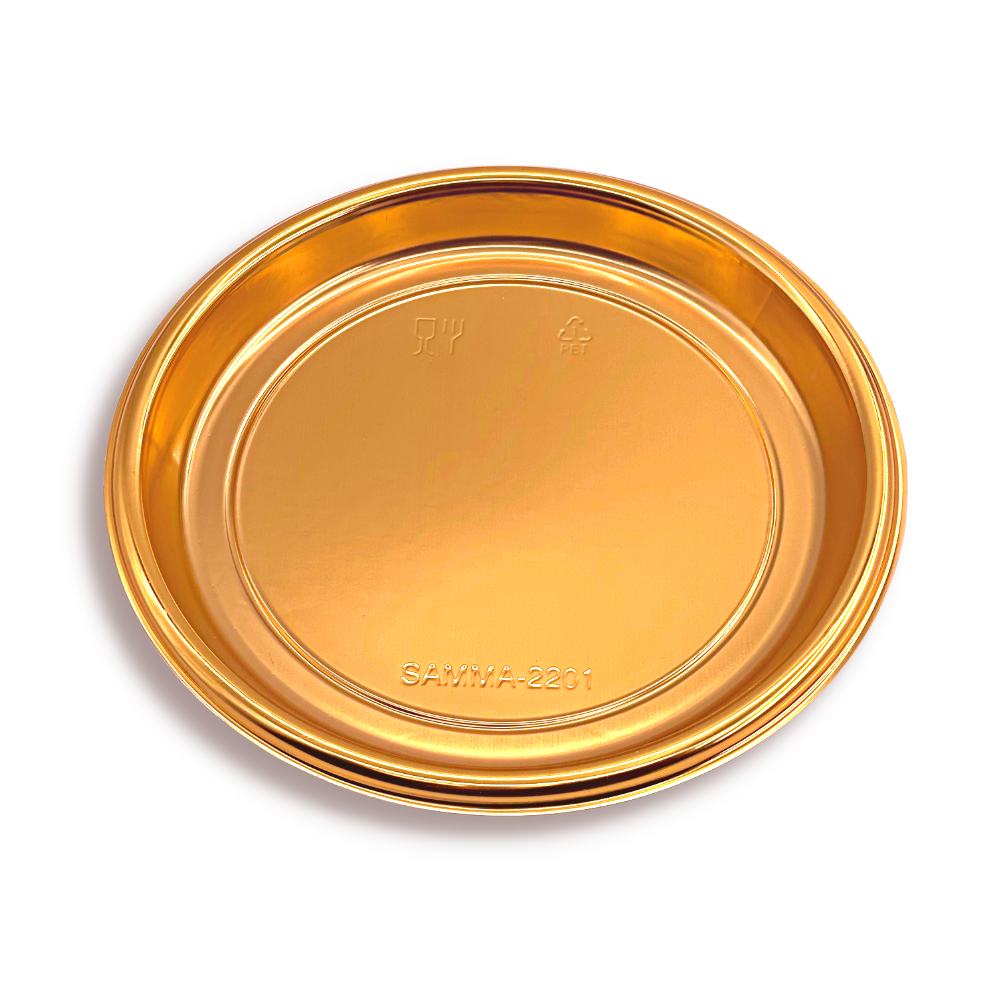 #2201 PET | 10" Golden Round Sushi Tray W/ Lid - 200 Sets-Inside