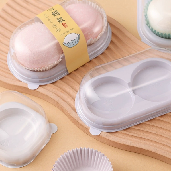 2 Pack Plastic Cupcake Box W/ Clear Dome Lid - with food
