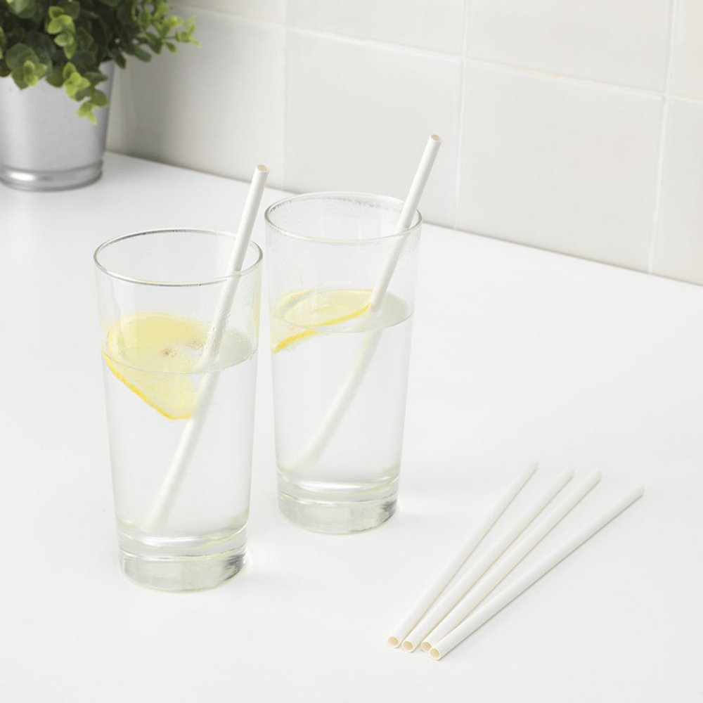 6x150mm White Paper Cocktail Straw (Individually Wrapped) - 6000 Pcs