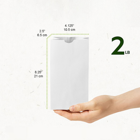 2lb  Eco-Friendly Superwhite Paper Bakery Bag  4.25x2.38x8.25 - Size