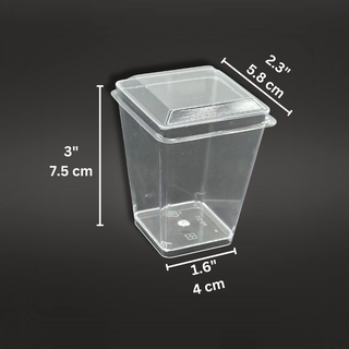 3.5oz Clear Trapezoid Mousse Cup W/ Lid - size