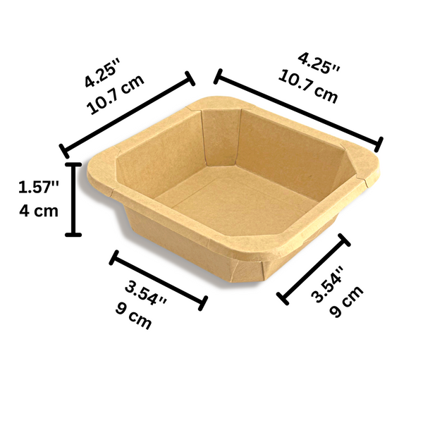 #300S | 10oz Eco-friendly Kraft Square Paper Container (Base Only) -size