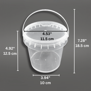 34oz Clear Plastic Bucket W/ Lid & Handle - size