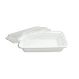 RE-32 | HD 32oz Microwaveable PP White Rectangular Container W/ Lid - 150 Sets
