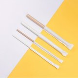 6x230mm Diagonal Cut White Paper Straw (Individually Wrapped) - 5000 Pcs