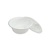 RO-40 | HD 40oz Microwaveable PP White Round Food Container W/ Vent Lid - 150 Sets
