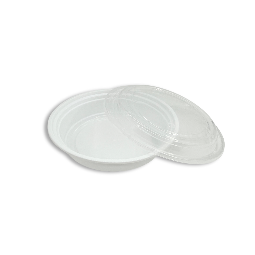 RO-24 | HD 24oz Microwaveable PP White Round Container W/ Vent Lid - 150 Sets