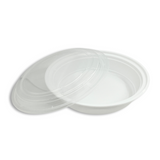 RO-48 | HD 48oz Microwaveable PP White Round Food Container W/ Lid - 150 Sets