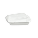 F-7524 | TD 24oz Microwaveable PP White Rectangular Container W/ Lid - 150 Sets