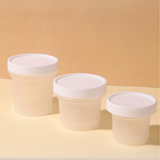 6oz PP Frosted Dessert Cup W/ White Lid | Ice Cream Bottle - 200 Sets