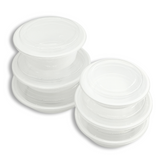 RO-40 | HD 40oz Microwaveable PP White Round Food Container W/ Vent Lid - 150 Sets